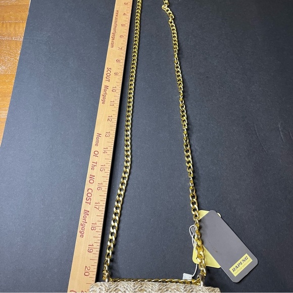 Rattan Straw Small Crossbody Purse Gold Chain Strap Spring Summer Easter Dressy - Picture 9 of 10